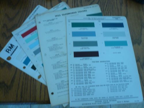 1952 1953 1956 1974 oldsmobile ditzler dupont r-m color chip paint samples