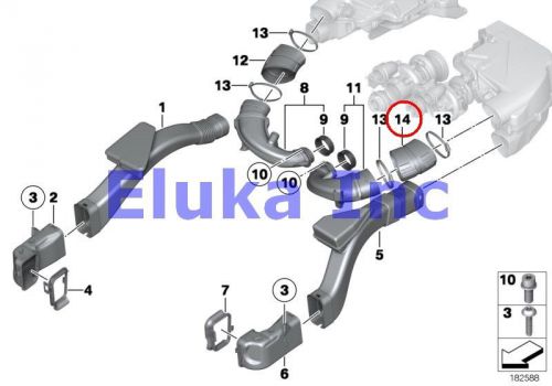 Bmw genuine fuel system intake muffler air duct rubber boot 5-8 e70n e71 e72 f01