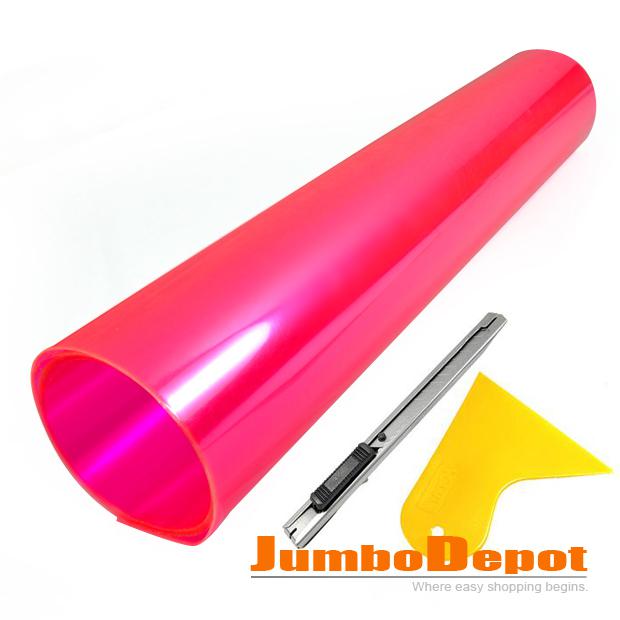 [valued 2 tools pack] 58" pink vinyl film for car headlight fog lamp wrap cover