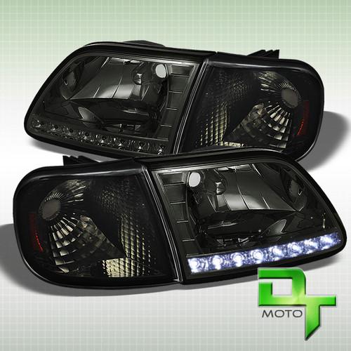 Smoked 97-03 f150 expedition led strip headlights +corner signal lamps lights