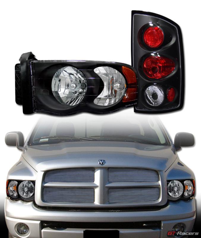 Black head lights signal amber dy+altezza tail brake lamps g5 jy 02-05 dodge ram