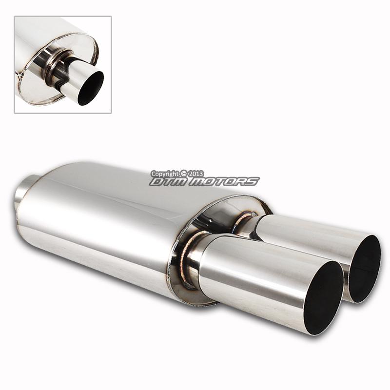 3" dual tip t-304 stainless steel 2.5" inlet weld-on muffler exhaust
