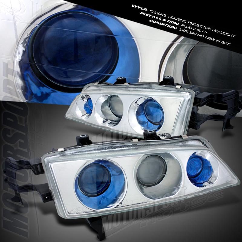 94-97 honda accord lx ex chrome houging clear/blue projector headlight lamp pair