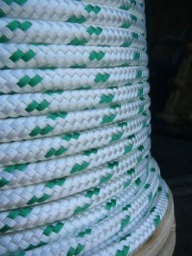 Novatech xle halyard sheet line, dacron sailboat rope 7/16&#034; x 75&#039; white/green