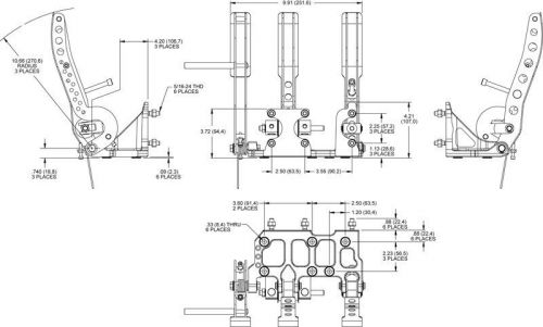 Wilwood pedal assembly,floor mount-brake,clutch &amp; throttle pedals,balance bar