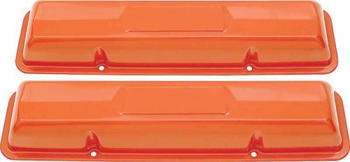 1964-67 chevrolet; valve covers; small block; 327 l79; painted orange