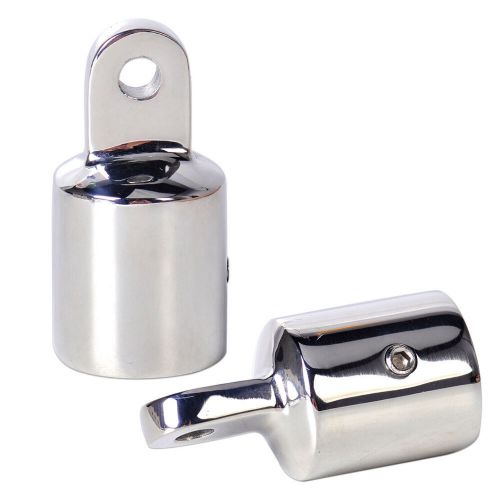 2x stainless steel 7/8&#034; tube eye end cap bimini top fitting hardware marine boat