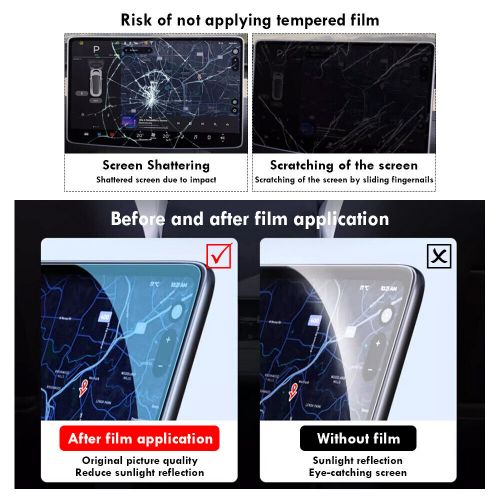 Hd touch screen protector film tempered glass for tesla model 3 &amp; model y-