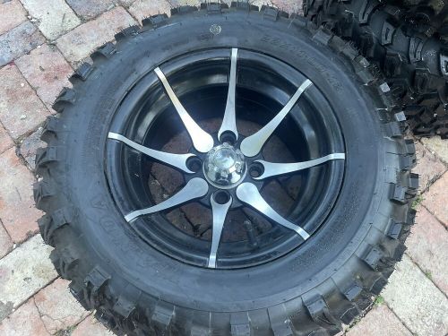 Set of 4 wanda 22x11.00-12 golf cart tires &amp; aluminum wheels rims