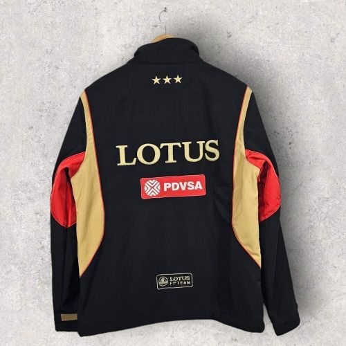 Lotus f1 team official black and gold race coat embroidered jacket m