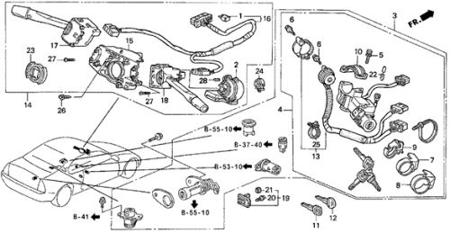 90&#039;-01&#039; honda blank plastic master (46.2mm) key