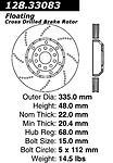 Centric parts 128.33083 rear crossed drilled rotor