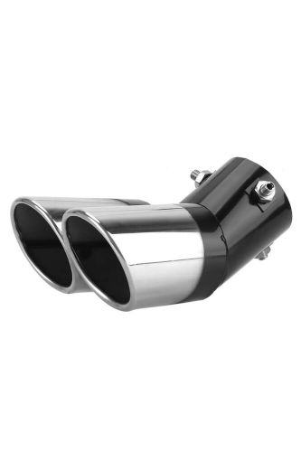 Curved car tailpipe twin exhaust tail tip trim rear pipe stainless steel