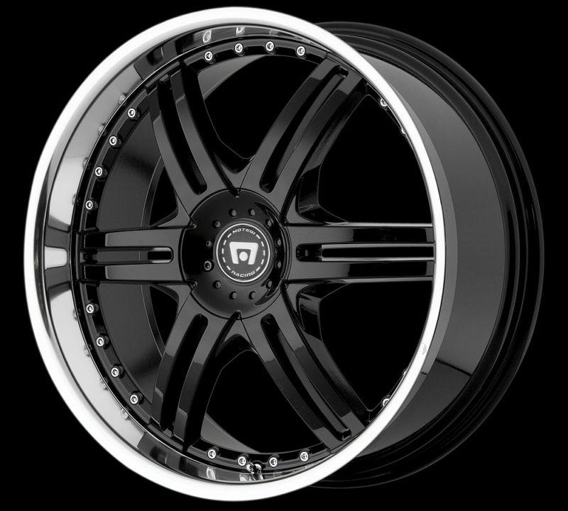 20" x 8.5" motegi racing mr056 056 black with machined lip wheels rims 5 lug