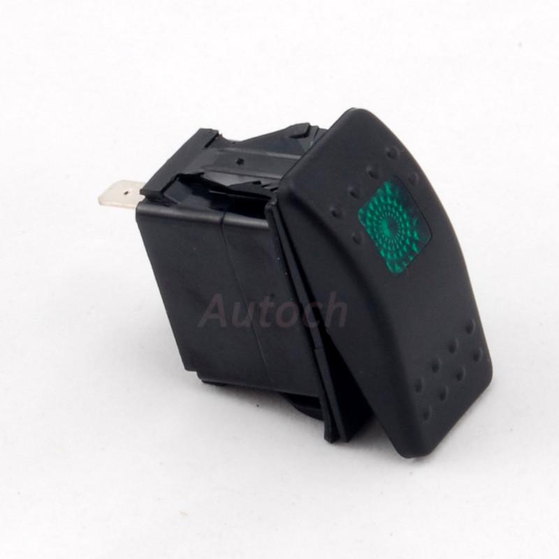 Waterproof green led rocker switch on/off w/ light boat marine electrical