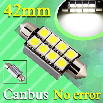 42mm 8 smd pure white dome festoon canbus obc error free car 8 led light bulb