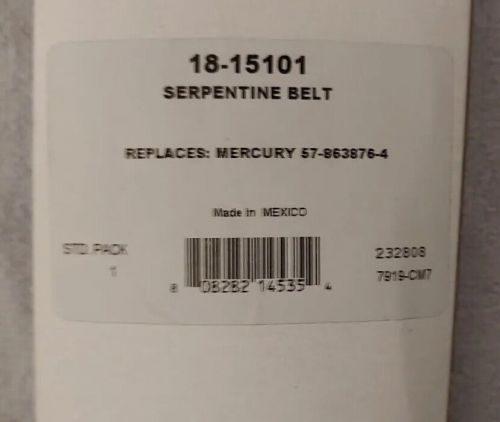 New sierra 18-15101 serpentine belt for mercruiser (replaces 57-865615q04)