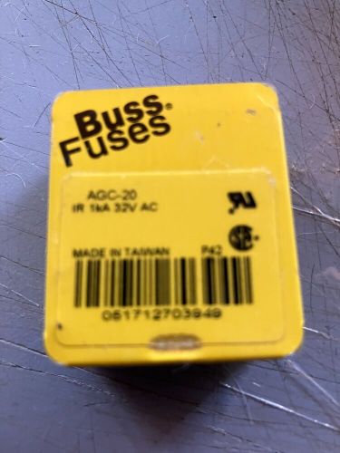 Bussmann agc-20 buss fuse 20a 32v agc20 (1 pack of 9 fuses)