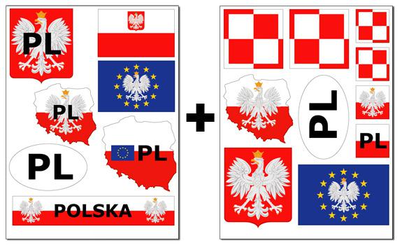 Polish poland polska car/boat stickers decals naklejki eagle flag checkers