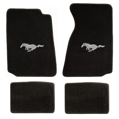 94-04 ford mustang carpet floor mats black-silver horse