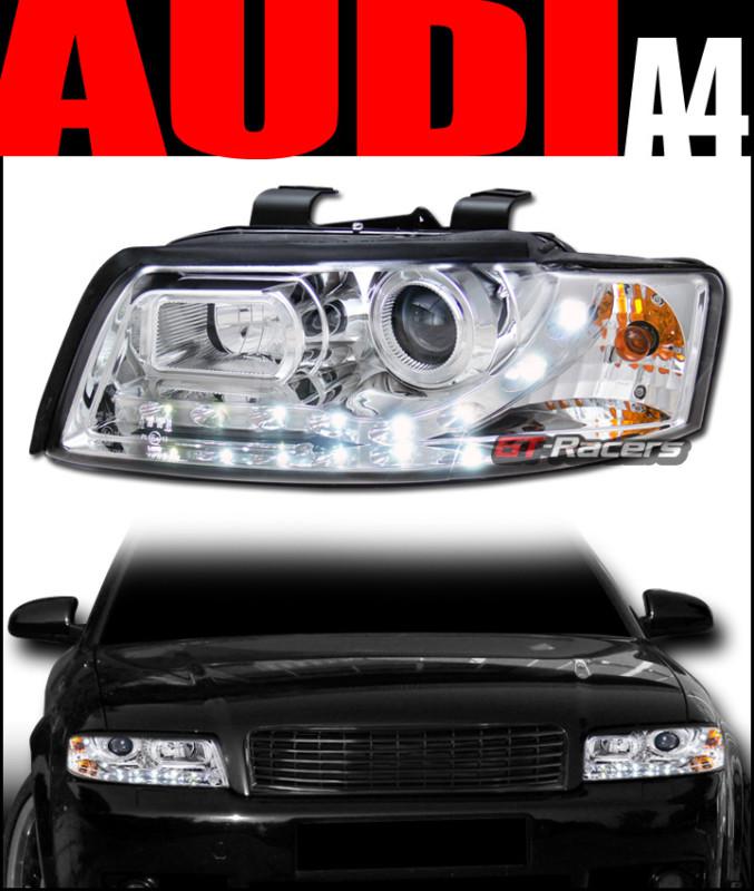 Euro chrome drl daytime led projector head lights signal 2002-2005 audi a4 s4 b6