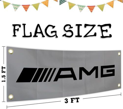 Amg flag banner 1.5x5 ft racing motorsports 100d polyester indoor outdoor decor