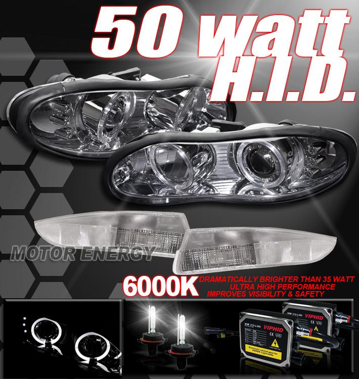 98-02 camaro halo projector head light+bumper+6000k hid