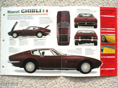 1967 / 1968 / 1969 maserati ghibli imp brochure