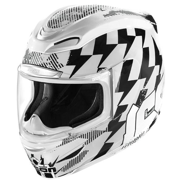 Icon airmada stack white full face motorcycle helmet