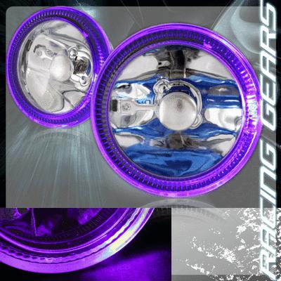 Universal 4" round chrome clear lens purple halo h3 bulbs fog lights lamps kit