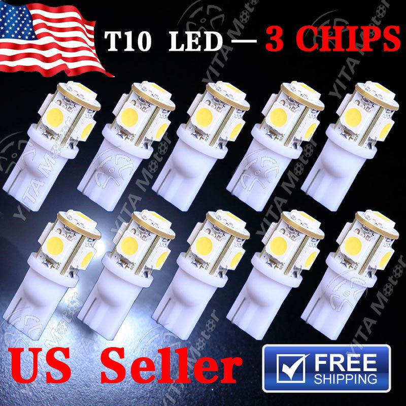 10 x white t10 5-smd led 6000k interior light bulbs w5w 2825 158 192 168 194 175