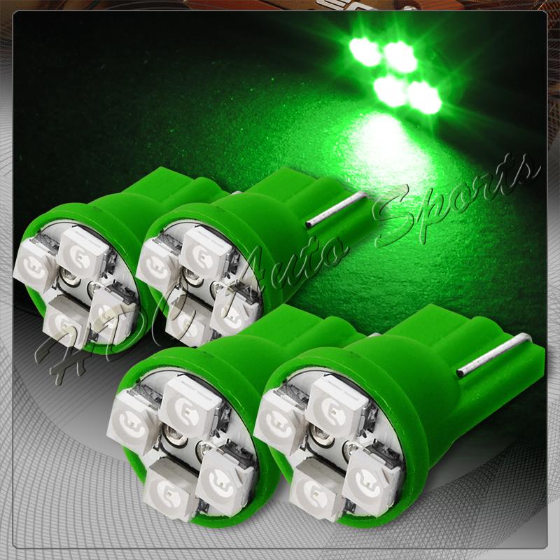 4x 4 smd t10 194 12v interior instrument panel gauge replacement bulbs - green