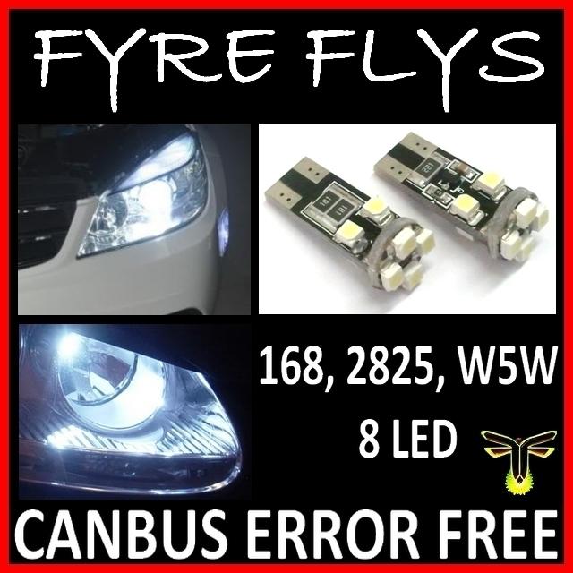 White 8 led bulbs error free canbus parking side marker position lights no #y4