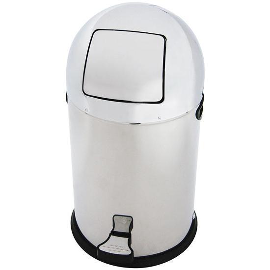 New chrome bullet-style 22-liter trash can, 27.5" tall, 14.5" diameter