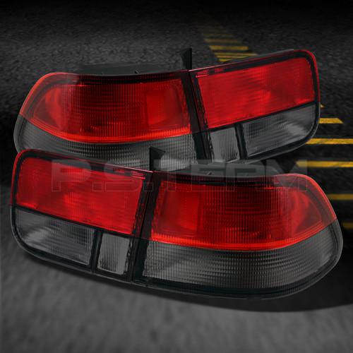 96-00 civic 2dr coupe jdm red smoked tail lights lamps 4pcs left+right