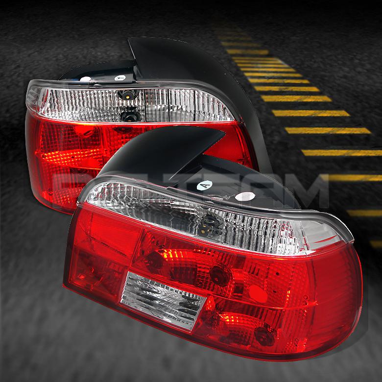 97-00 bmw e39 5-series 528i 540i m5 red clear euro crystal tail lights