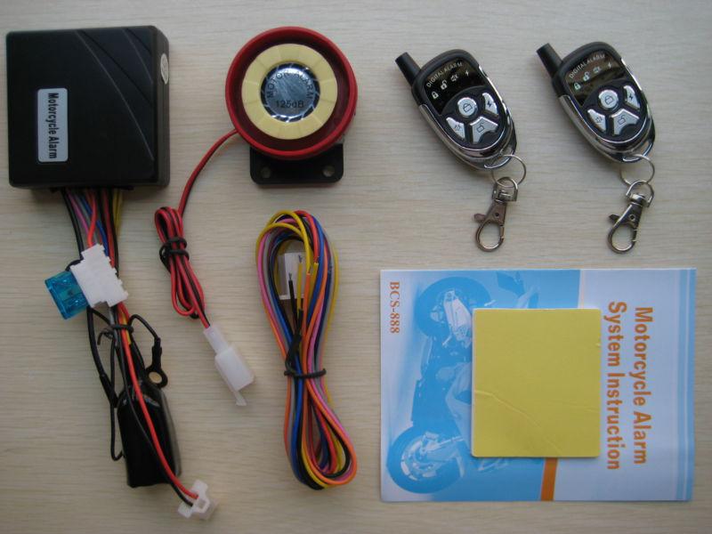 Motorcycle safety alarm system/4 led one-way remote control engine start