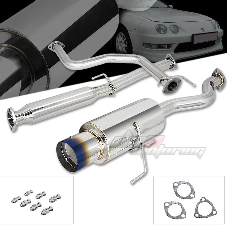 94-01 acura integra gsr/r racing catback exhaust 4.5" burnt tip muffler cat back