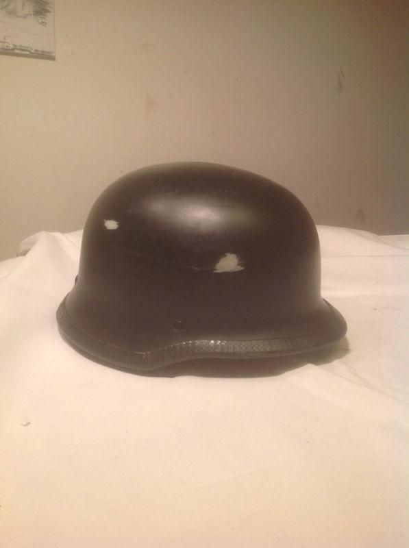 Black german military style dot motorcycle shorty half helmet