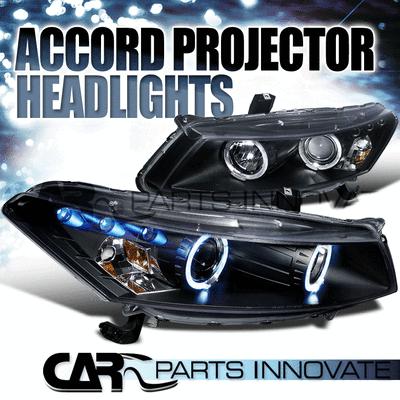 Honda 08-12 accord 2dr coupe led halo projector headlights lamp black