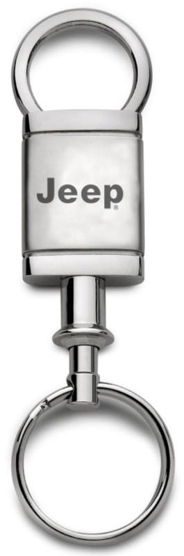 Chrysler jeep satin-chrome valet keychain / key fob engraved in usa genuine