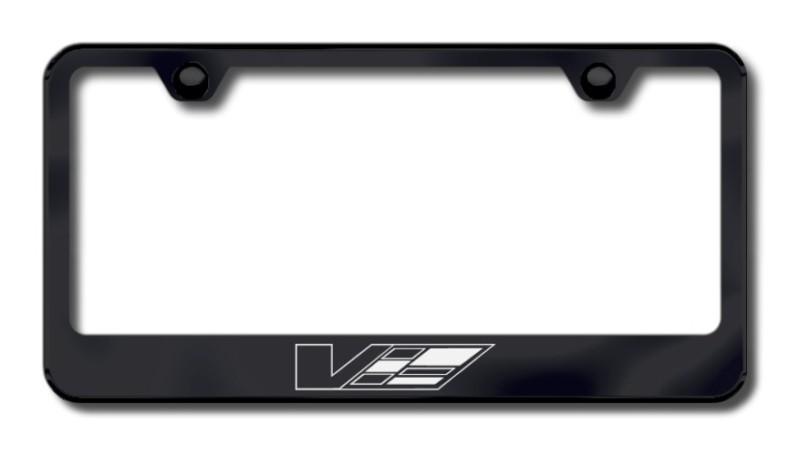 Cadillac v logo laser etched license plate frame-black made in usa genuine