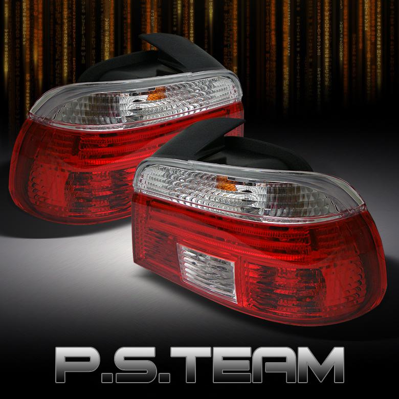 97-00 bmw e39 5-series red/clear crystal tail lights rear brake lamps