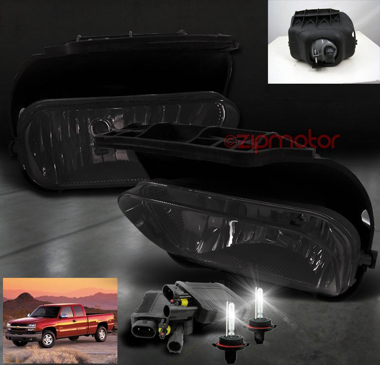 2003-2006 chevy silverado/2002+ avalanche bumper smoke fog light lamp +6000k hid