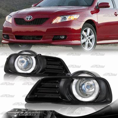 07-09 toyota camry clear lens halo bumper fog light lamps+switch+bulbs+covers