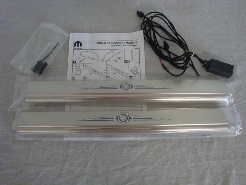 Nos chrysler 300 set of winged logo illuminated door sill entry guards 2005 - 10