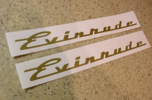 Evinrude vintage motor decals gold 2-pak free ship + free fish decal!