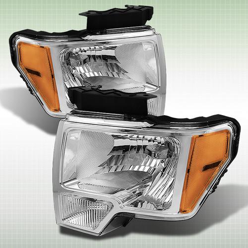 2009-2013 ford f-150 f150 crystal headlights lights lamps left + right pair