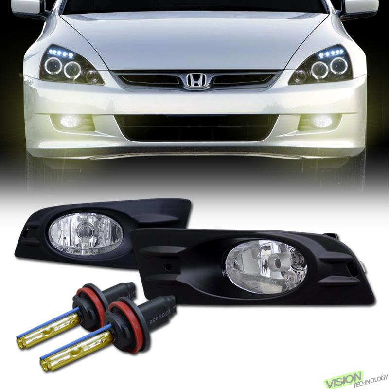 H11 3000k hid+clear lens driving/bumper fog lights lamps pair 06-07 accord coupe