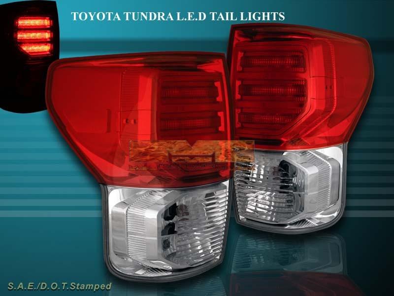 07-12 toyota tundra led tail lights red clear g2 lh+rh brake lamps